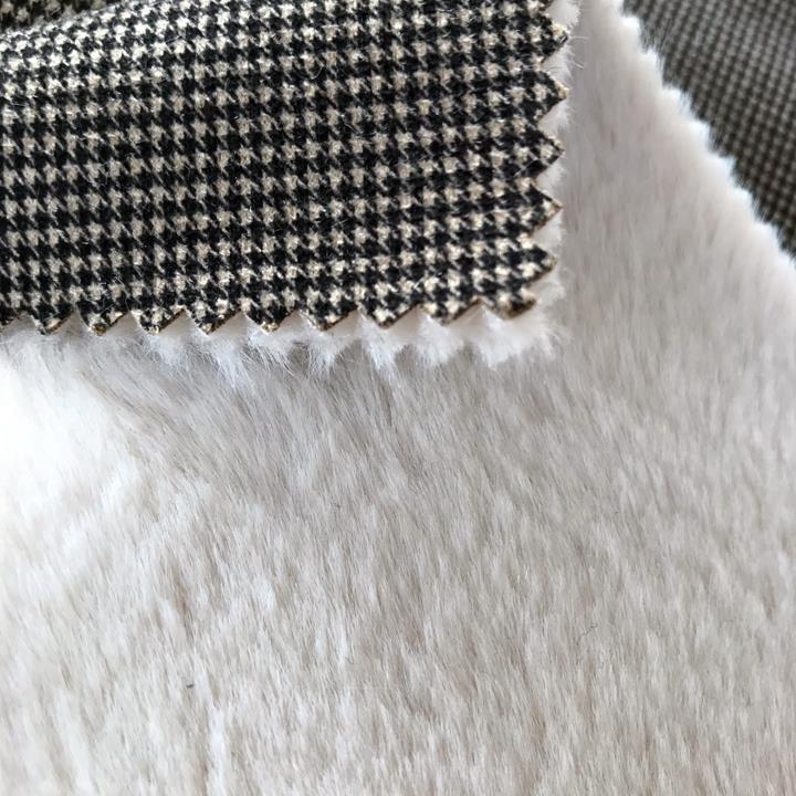 Houndstooth Printed Suede Leather With Faux Fur